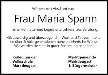 Anzeige von Maria Spann von MGO
