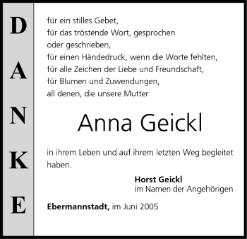 Anzeige von Anna Geickl von MGO