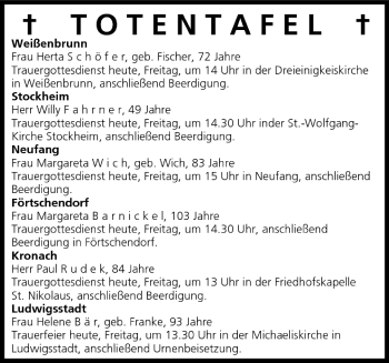 Anzeige von Totentafel vom 10.06.2005 von MGO