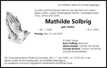 Anzeige von Mathilde Solbrig von MGO