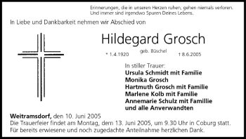 Anzeige von Hildegard Grosch von MGO