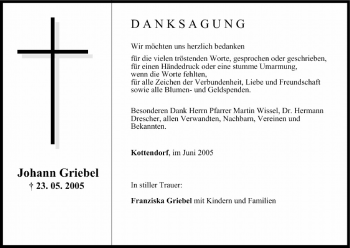 Anzeige von Johann Griebel von MGO