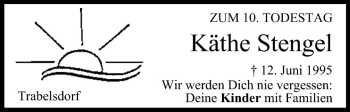 Anzeige von Käthe Stengel von MGO