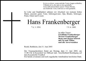 Anzeige von Hans Frankenberger von MGO