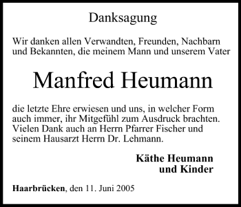 Anzeige von Manfred Heumann von MGO