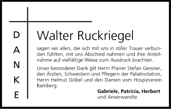 Anzeige von Walter Ruckriegel von MGO