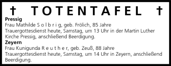 Anzeige von Totentafel vom 11.06.2005 von MGO