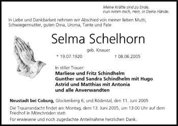 Anzeige von Selma Schelhorn von MGO