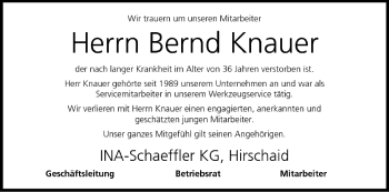 Anzeige von Bernd Knauer von MGO