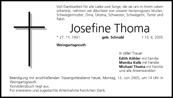 Anzeige von Josefine Thoma von MGO