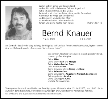Anzeige von Bernd Knauer von MGO