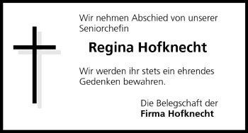 Anzeige von Regina Hofknecht von MGO