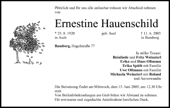 Anzeige von Emestine Hauenschild von MGO
