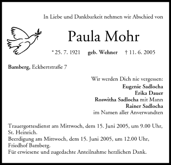 Anzeige von Paula Mohr von MGO