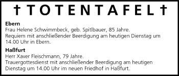 Anzeige von Totentafel vom 14.06.2005 von MGO