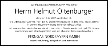 Anzeige von Helmut Oltenburger von MGO