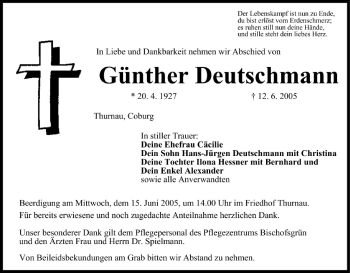 Anzeige von Günther Deutschmann von MGO