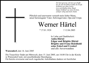 Anzeige von Werner Härtel von MGO