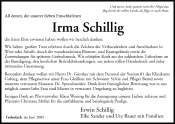 Anzeige von Irma Schillig von MGO