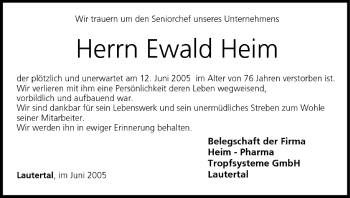 Anzeige von Ewald Heim von MGO