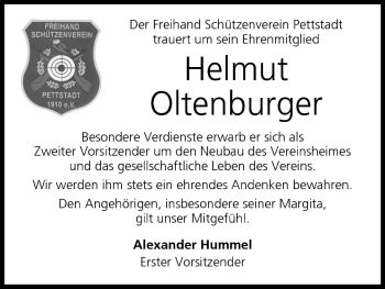 Anzeige von Helmut Oltenburger von MGO