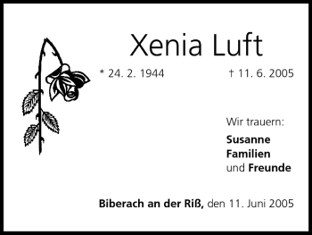 Anzeige von Xenia Luft von MGO