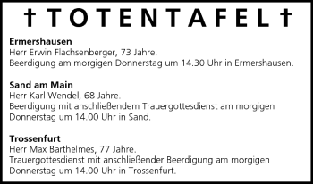 Anzeige von Totentafel vom 15.06.2005 von MGO