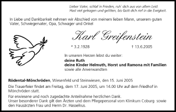 Anzeige von Karl Greifenstein von MGO