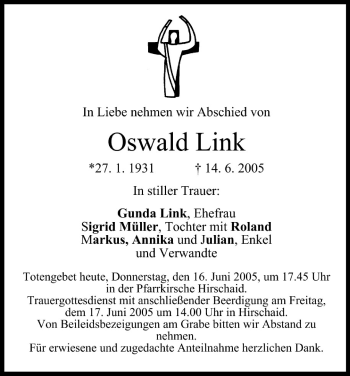 Anzeige von Oswald Link von MGO