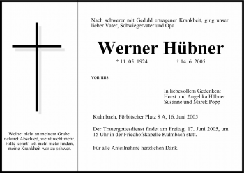 Anzeige von Werner Hübner von MGO