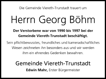 Anzeige von Georg Böhm von MGO