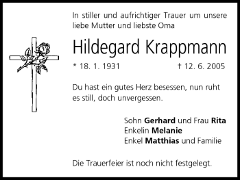 Anzeige von Hildegard Krappmann von MGO