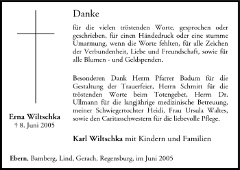 Anzeige von Erna Wiltschka von MGO