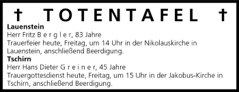 Anzeige von Totentafel vom 17.06.2005 von MGO