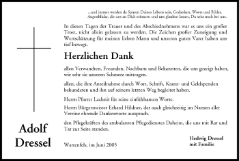 Anzeige von Adolf Dressel von MGO