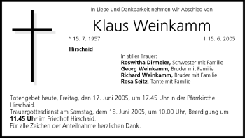 Anzeige von Klaus Weinkamm von MGO