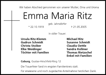Anzeige von Emma Maria Ritz von MGO