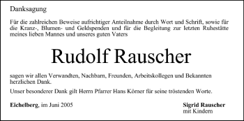 Anzeige von Rudolf Rauscher von MGO