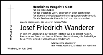 Anzeige von Josef Friedrich Wanderer von MGO