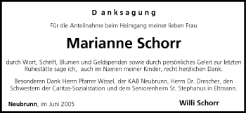 Anzeige von Marianne Schorr von MGO
