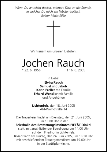 Anzeige von Jochen Rauch von MGO