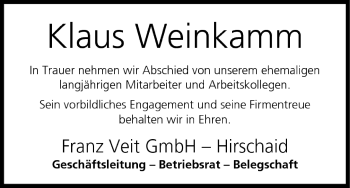 Anzeige von Klaus Weinkamm von MGO