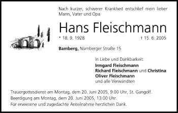 Anzeige von Hans Fleischmann von MGO