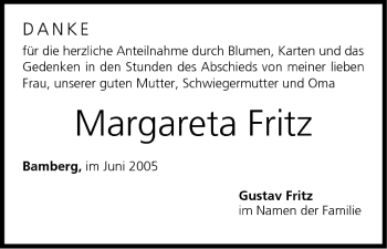 Anzeige von Margareta Fritz von MGO