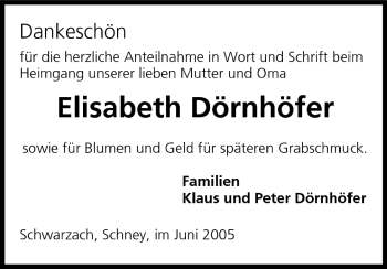Anzeige von Elisabeth Dörnhöfer von MGO