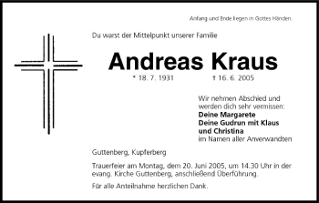 Anzeige von Andreas Kraus von MGO