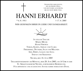 Anzeige von Hanni Erhardt von MGO
