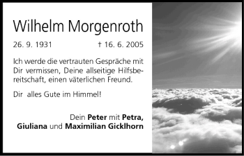 Anzeige von Wilhelm Morgenroth von MGO