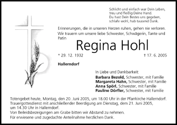 Anzeige von Regina Hohl von MGO