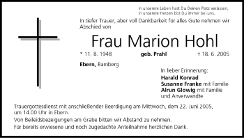 Anzeige von Marion Hohl von MGO